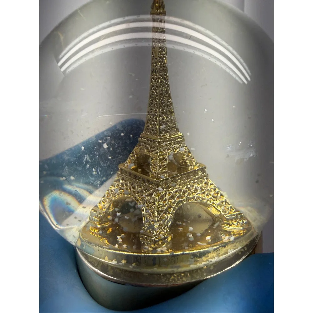 Walgreens Eiffel Tower Water Globe Glitter Snow Globe Gold Base Decor